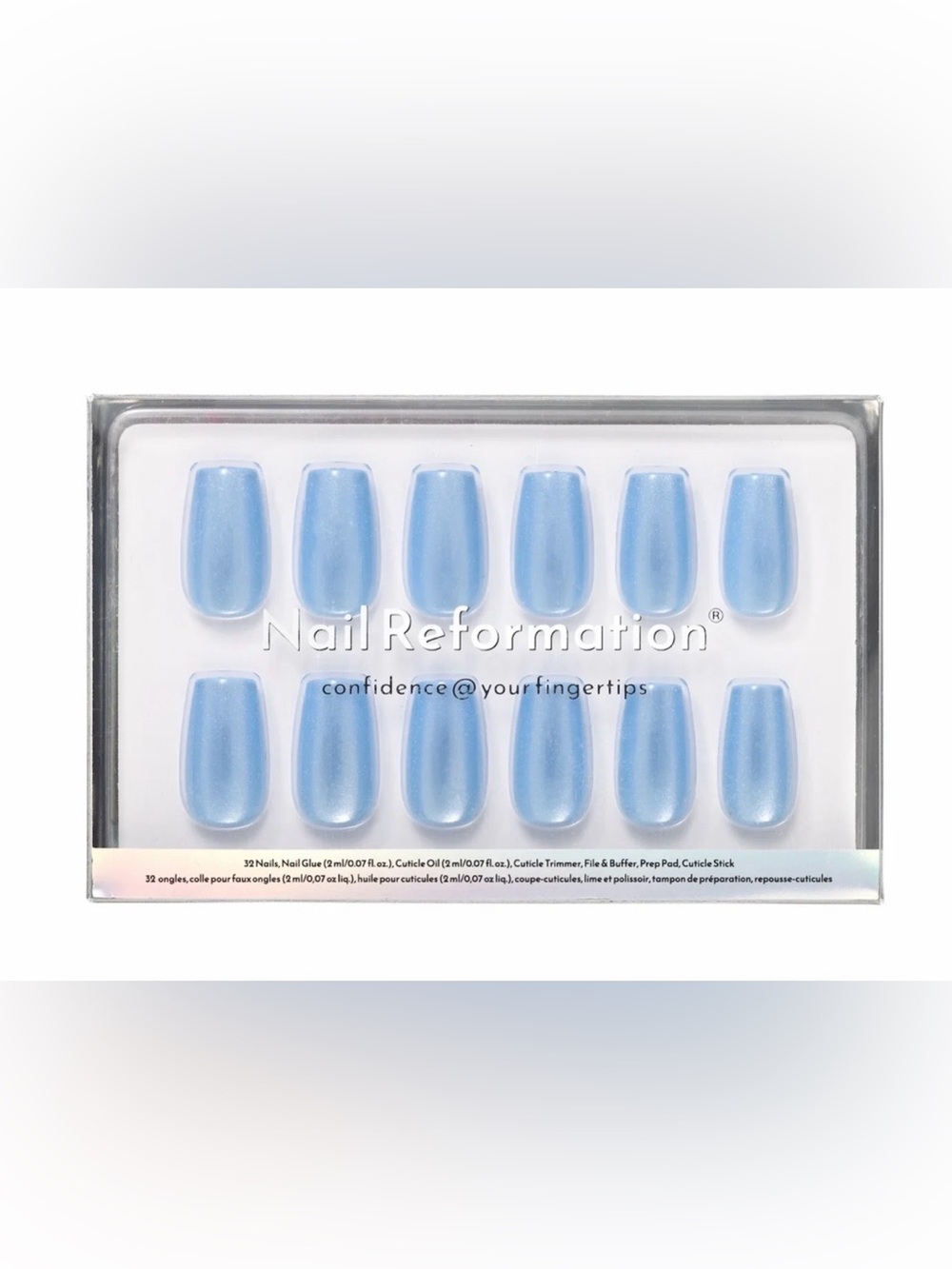 Nail Reformation Short Coffin Press-On Nails in MARINA BLUE NIB